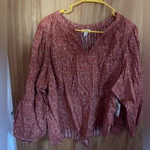 a.n.a. burnt orange linen shirt